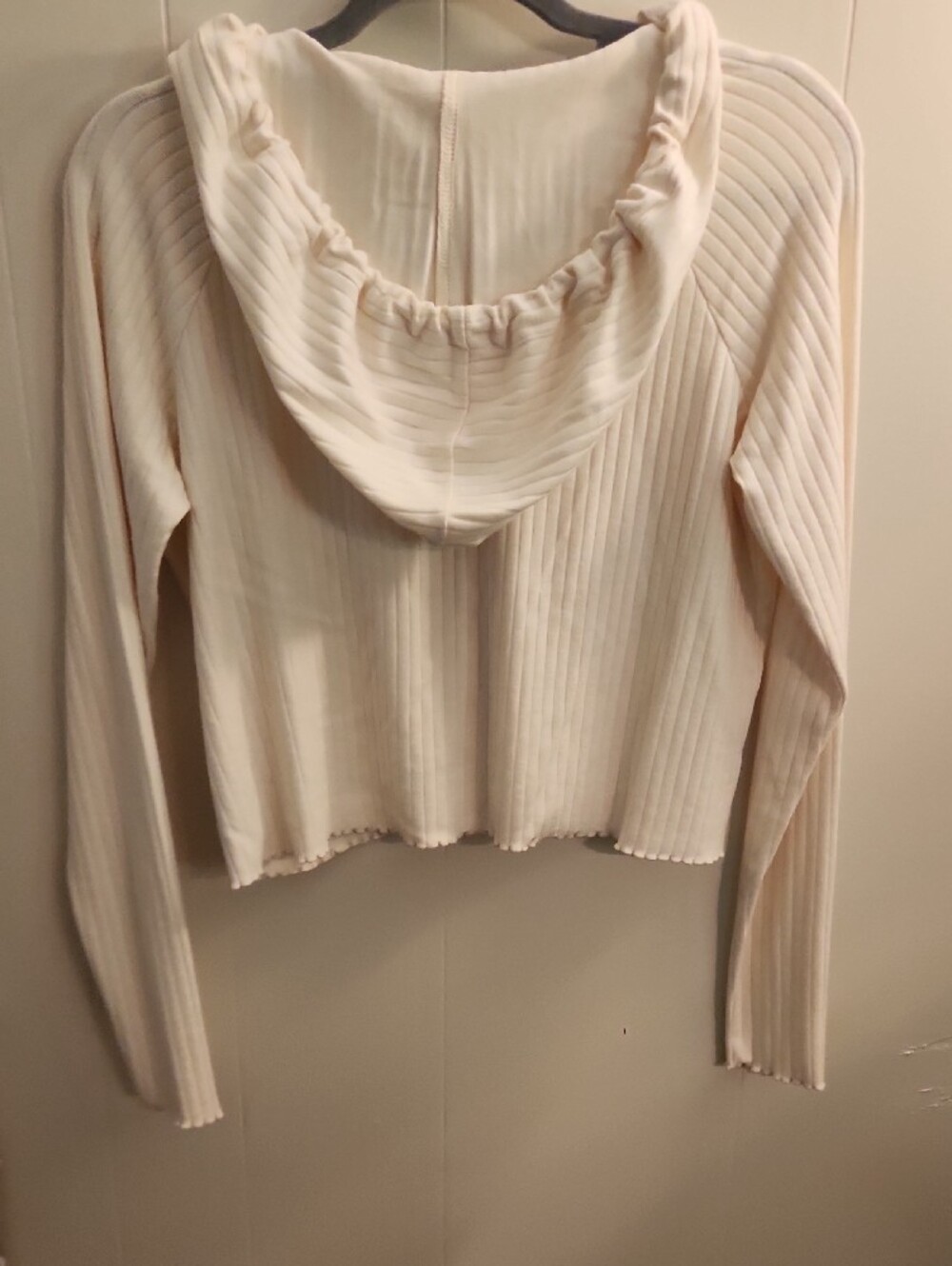 American Eagle Outfitters Cream Ribbed Long Sleeve Pullover Woman S - Picture 3 of 3